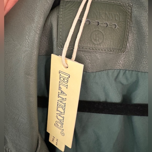 Brand new with tags BLANK NYC faux leather jacket large green - Picture 5 of 10
